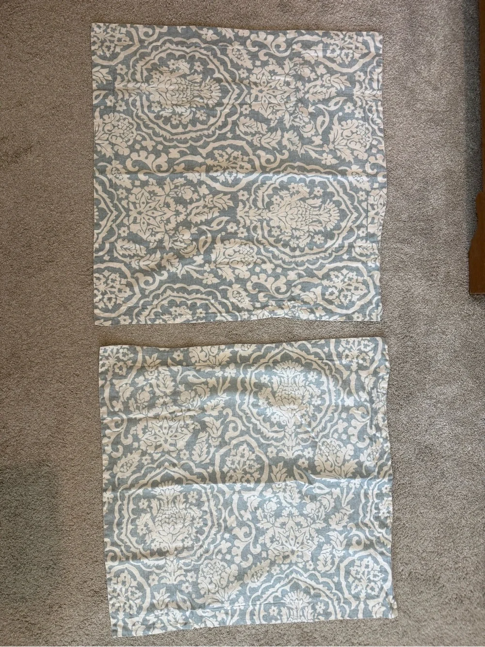 Pottery Barn Damask Floral Pineapple Blue and White European Shams - Set of 2